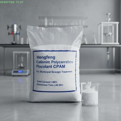 주문 Hengfeng Cationic Polyacrylamide Flocculant CPAM 고체 함량 >= 88% 및 용해 시간 <= 40 min의 도시 하수 처리용 온라인 제조